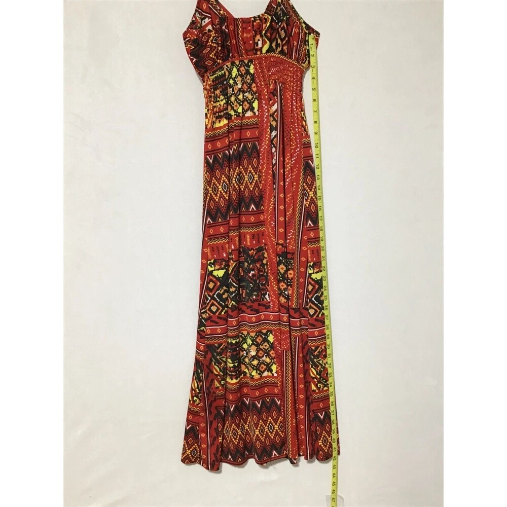 She's Cool Maxi Babydoll Dress Womens Small Abstract Artsy Vibrant Smocked Batik - Picture 11 of 13